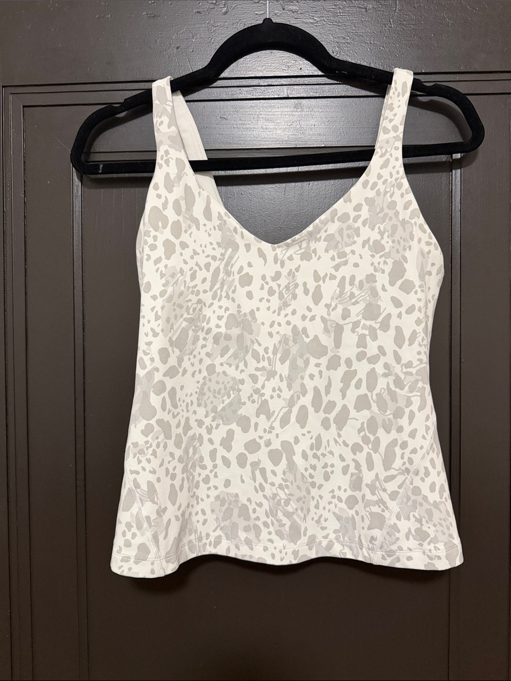 lululemon athletica White and Light Gray Animal-Print V-Neck Tank